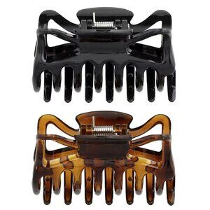 Scunci Thick Hair Set of 2 Large Hair Claw Clips - Brown and Black